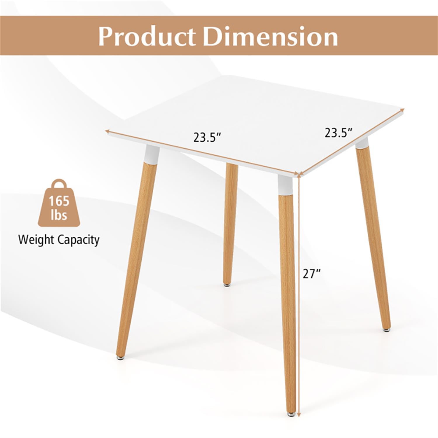 Demi Bonn 45" Dining Table with Adjustable Foot Pads, Kitchen Table for 2-4 People, Square Dinner Table for Home Office, Living Room Furniture, White