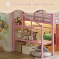 thumbnail image 5 of AOGLLATI Twin Size Low Loft Bed with 9 Storage Drawers and Under-Bed Hideaway, Metal Loft Bed with Storage Shelf and LED Lights Pink, 5 of 11