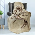 thumbnail image 4 of Mermaid Soft Flannel Fleece Throw Blanket, Vintage Girl in the Sea an Anchor Mythical Aquatic Creature Graphic Art, Cozy Plush for Indoor and Outdoor Use, 60" x 80", Beige Brown, by Ambesonne, 4 of 5
