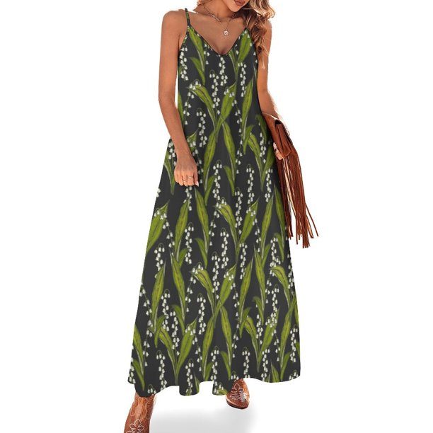 Vestido sin mangas de lirios del valle Falda de verano Vestido de verano para mujer Vestidos de cumpleaños para mujer
