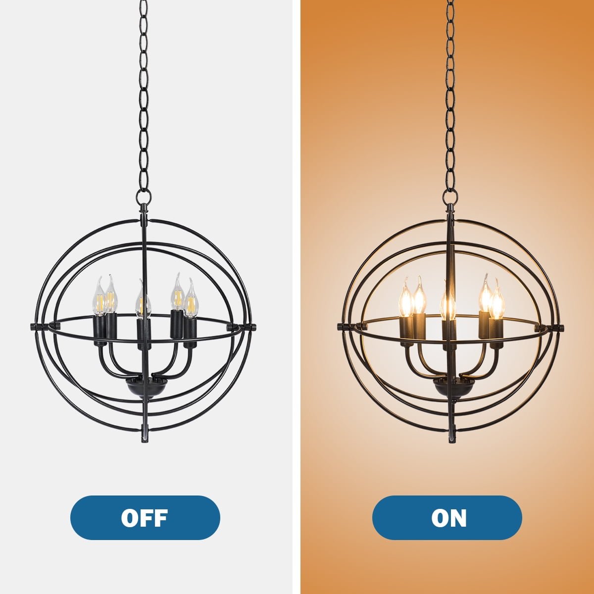 Giantex Rustic 5 Light Pendant Light, Ceiling Hanging Light Fixture