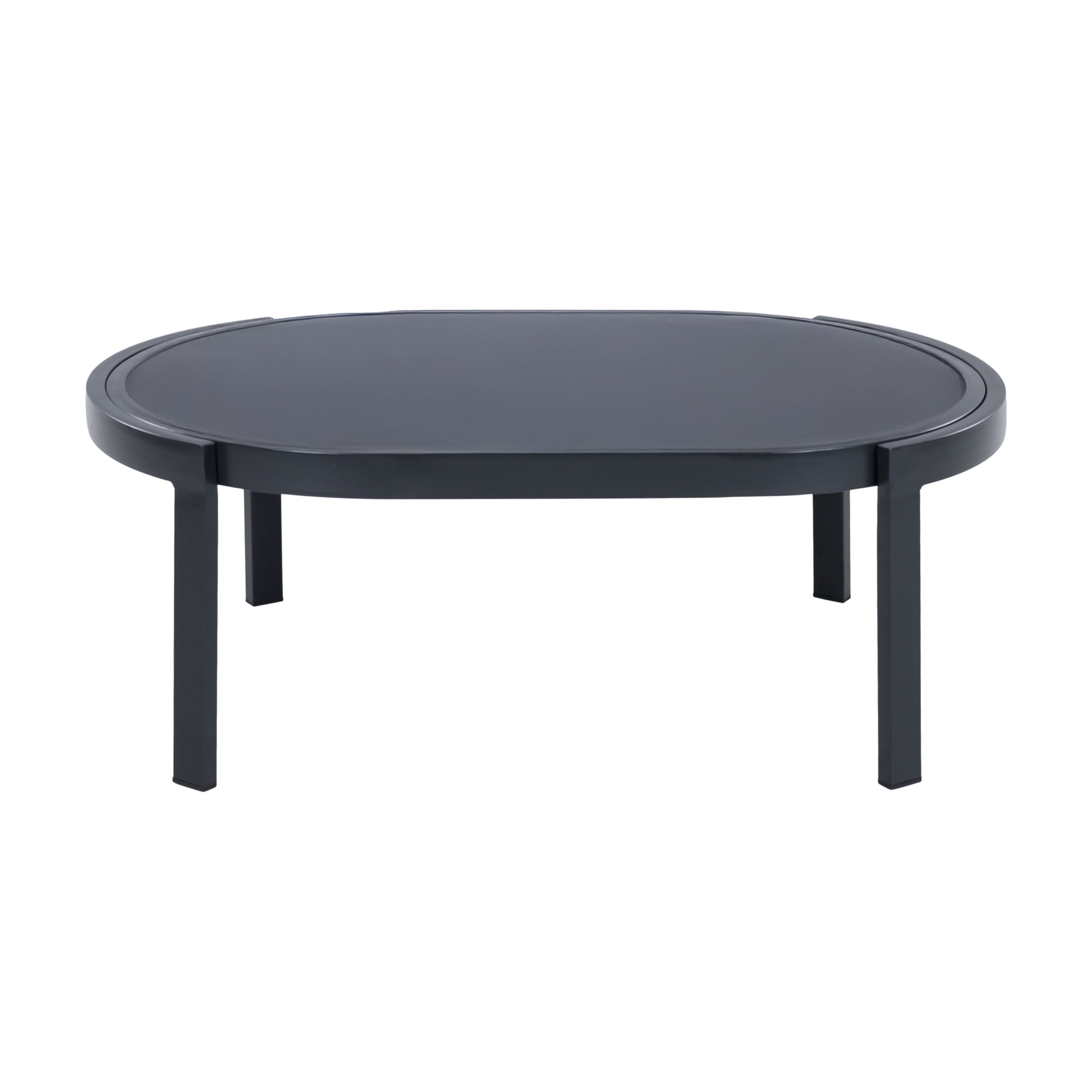 Christopher Knight Home Outdoor Oval Coffee Table, Aluminum Frame with Tempered Glass Top, Black