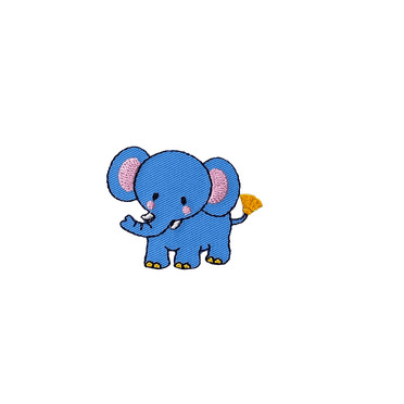 Blue Elephant - Facing Left - Iron On Applique/Embroidered Patch
