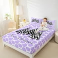 thumbnail image 4 of jejeloiu Purple Honeycomb Plaid Full Size Sheets,Kawaii Grffiti Xmas Tree Bed Sheets,Merry Christmas Sheet Sets For Girls,Microfiber Bedroom Decor,4pcs, 4 of 7