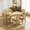 Olive Green, variant on Set of 6 French Style Solid Wood Frame Antique Painting Linen Fabric Rattan Back Dining Chair (Tan)
