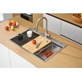 thumbnail image 2 of 33 Inch Drop In & Undermount Kitchen Sink, Single Bowl Stainless Steel Kitchen Sink, Deep Basin Rust Resistant Farmhouse Sink with Noise Canceling Technology Brushed Silver, 2 of 9