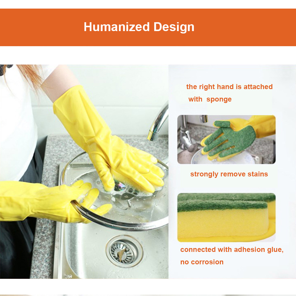 Home Dish Washing Cleaning Gloves Scrub Kitchen Dishwashing Sponge