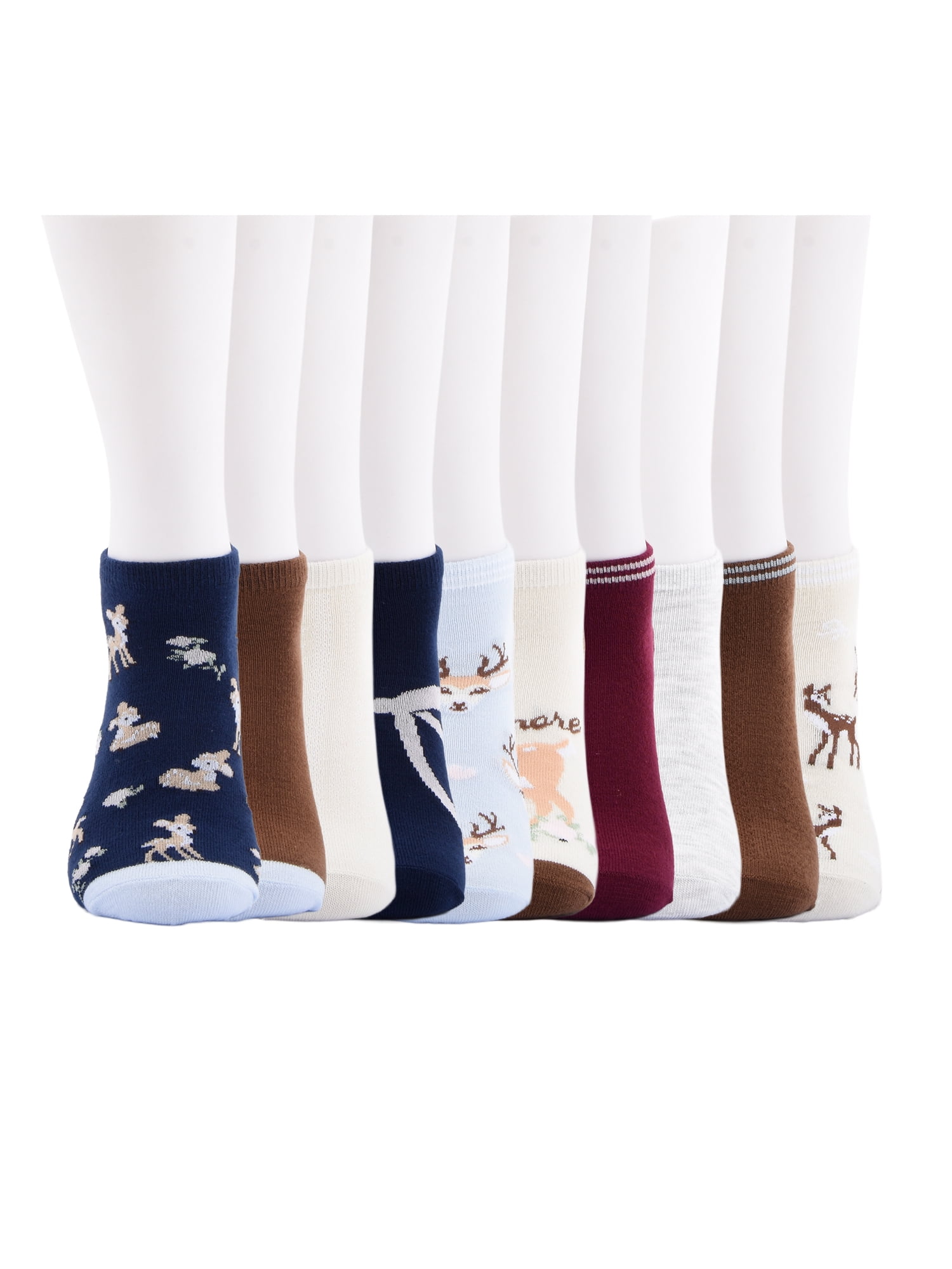 No Boundaries Women’s Low Cut Socks, 10 Pack, Shoe Sizes 4-10