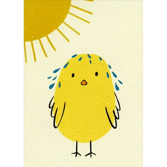 Designer Greetings Yellow Chick with Blue Foil Sweat Funny / Humorous Masculine Birthday Card for Him : Man : Men
