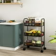 thumbnail image 2 of Simple Trending 3-Tier Mesh Rolling Kitchen Storage Cart, Black, 2 of 6