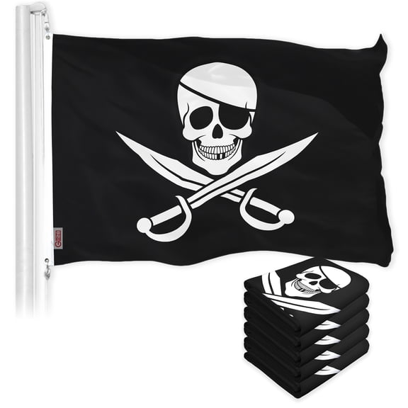Jolly Roger Pirate Swords Flag 3x5FT 5-Pack Printed 150D Polyester By G128