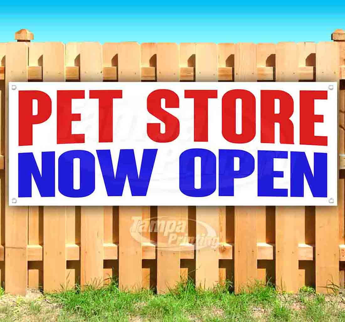 tkfandeal Pet Shop Coming Soon Red Blue 13 Oz Vinyl Banner Sign with Grommets Mesh 3 Ft x 6 Ft