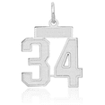 thumbnail image 2 of 14K Solid White Gold Number 34 Necklace Chain Pendant Charm, 2 of 4