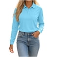 thumbnail image 2 of Maean Womens Collared Shirts Long Sleeve V Neck Basic Solid Color Shirts Ladies Casual Tunics Outfits, 2 of 5
