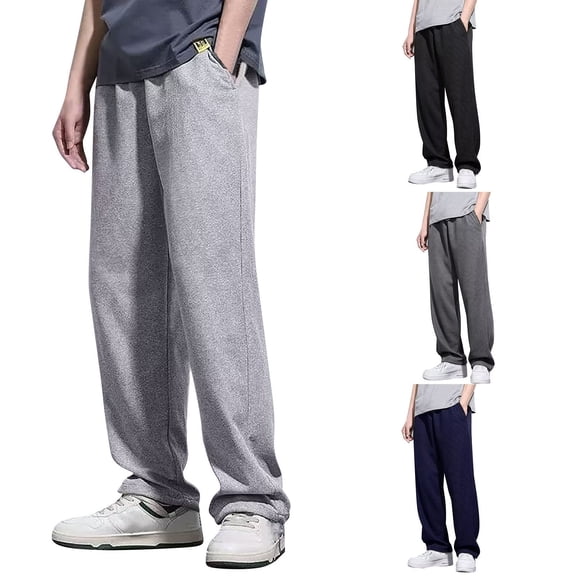 Blekii Men's Waffle Knit Joggers, Summer Weight Sweatpants with Straight Leg, Loose Fit Casual Pants for Lounge, Breathable Comfort Bottoms, Versatile Pants for Home, Travel, Or