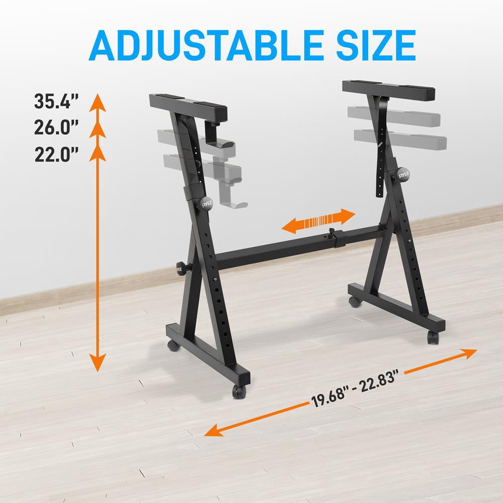 PYLE Heavy Duty Folding Keyboard Stand - Sturdy Reinforced Z Design w/ Adjustable Width & Height, Foam Padded Arms, Digital Piano Stand, Fits 54-88 Key Electric Pianos, for Travel & Storage