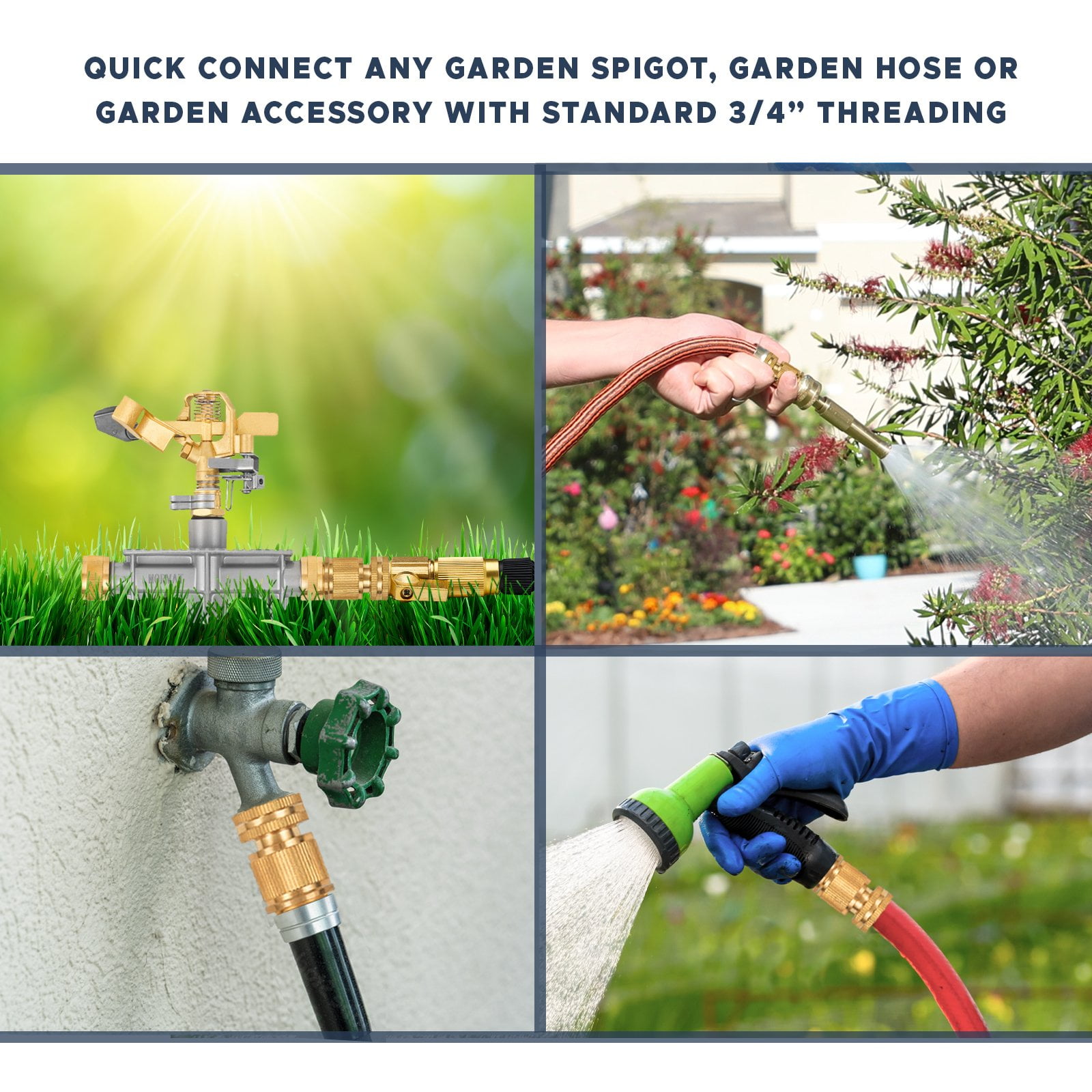 Morvat Brass Quick Connect Garden Hose Fittings for Accessories, 6 Pack