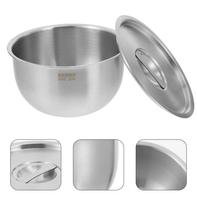 1pc Stainless Steel Bowl, Silver Mini Portable Salad Bowl For