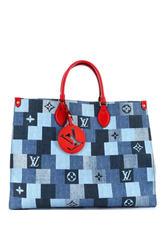 Pre-Owned OnTheGo Tote Damier and Monogram Patchwork Denim GM By Rebag