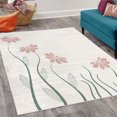 thumbnail image 2 of Flower Decorative Rug, Floral Petals with Striped Leaves and Lines Modern Style Geometrical Design Print, Quality Carpet for Bedroom Dorm and Living Room, 6 Sizes, Ivory, by Ambesonne, 2 of 4