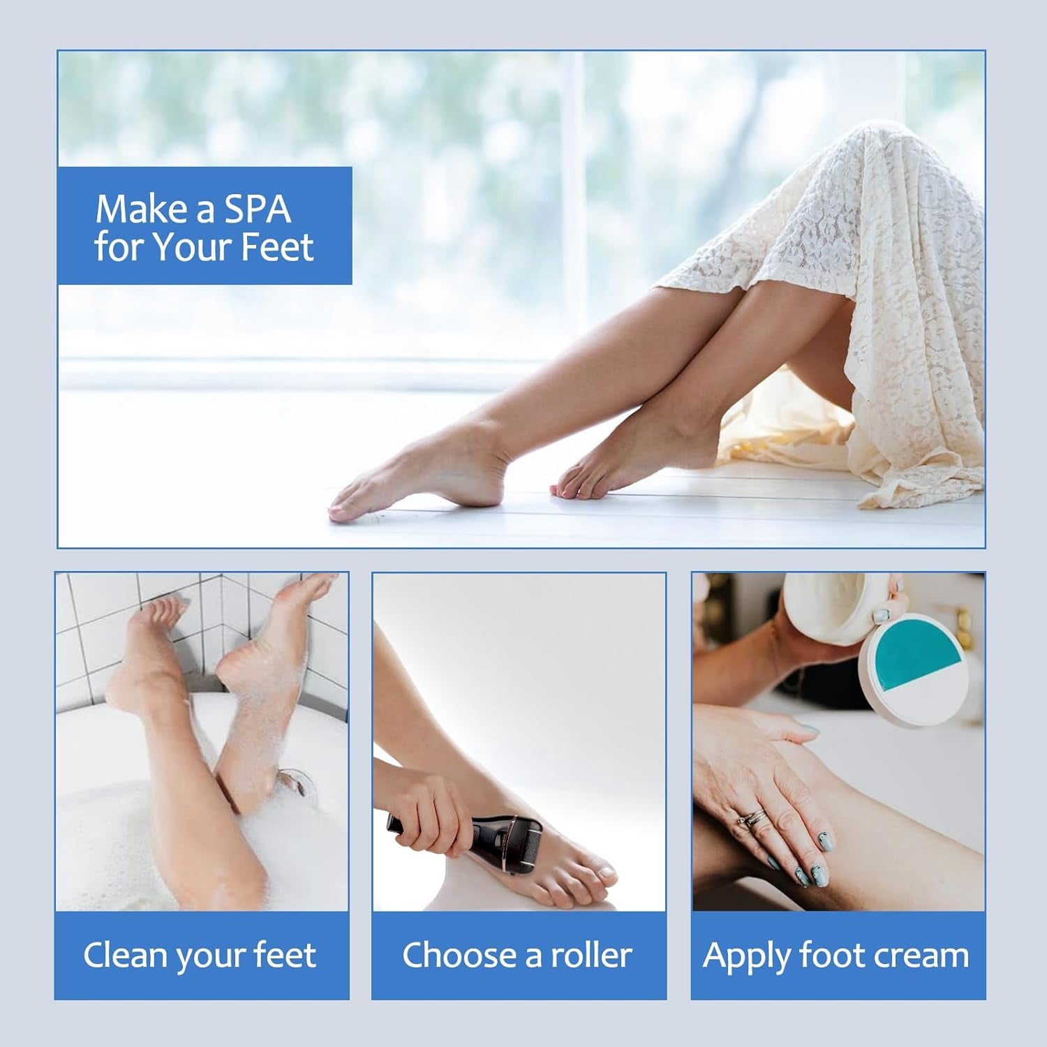 Biutee Foot Callus Remover Electric Foot File Rechargeable Professional Pedicure Tools Foot Care Kit Foot Scrubber for Dry Cracked Hard Dead Skin with 3 Rollers 3 Adjustable Speed