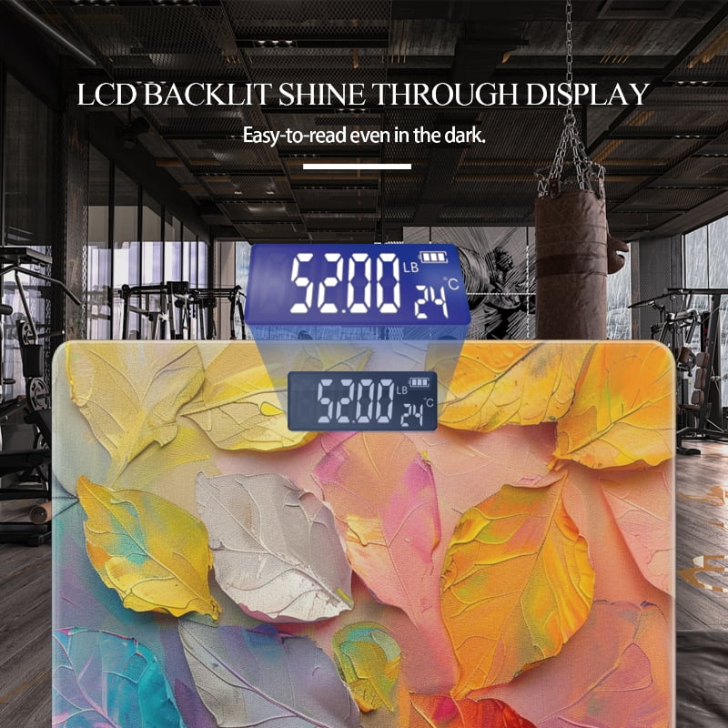Bathroom Scale, Highly Accurate Digital Body Scale,Precisely Measures Weight up to 400 lbs-Colorful Leaves In The Style Of Oil Painting