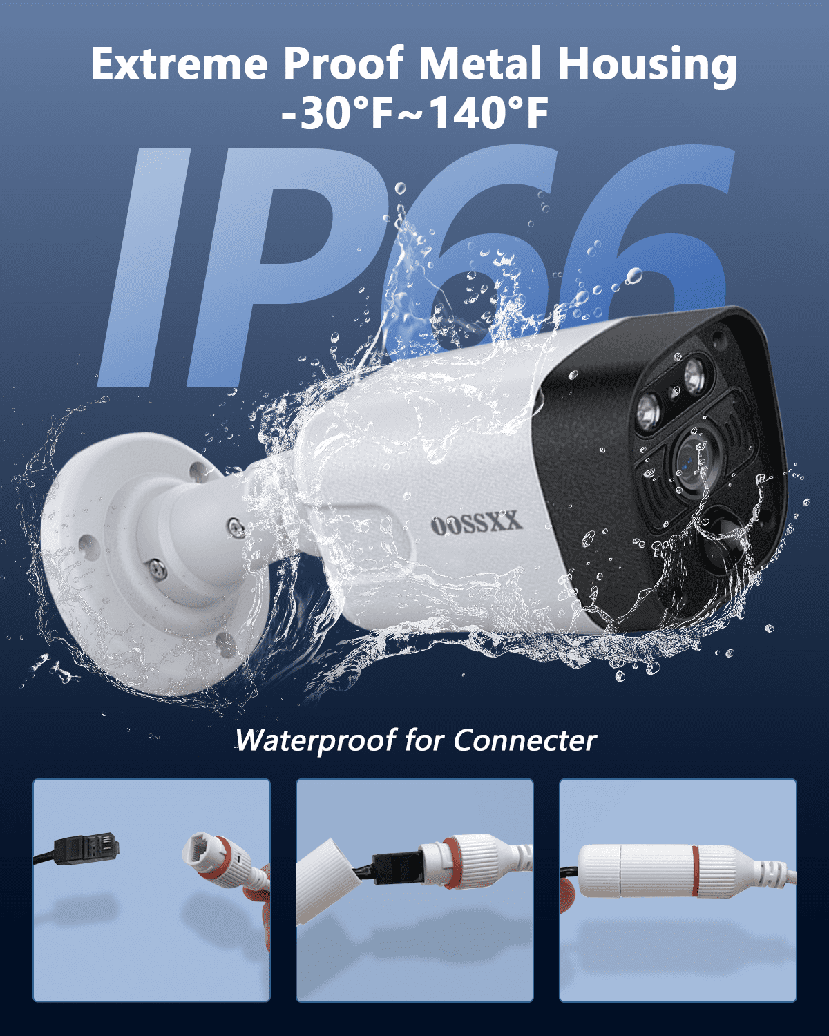 OOSSXX 4K PoE Security Camera System, 4 Cameras 8 Channel NVR System without HDD
