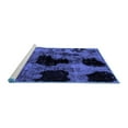 thumbnail image 2 of Ahgly Company Machine Washable Indoor Round Abstract Blue Modern Area Rugs, 5' Round, 2 of 4