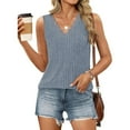 thumbnail image 3 of yillto Womens Plus Size Ribbon Tank Lace V Neck Sleeveless Loose Undershirts Summer Knit Tunic Tops, 3 of 7