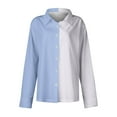 thumbnail image 4 of Elvqul Womens Button down Shirts Plus Size Long Sleeve Blouses for Women Blue Collared Fall Solid Shirt, 4 of 4