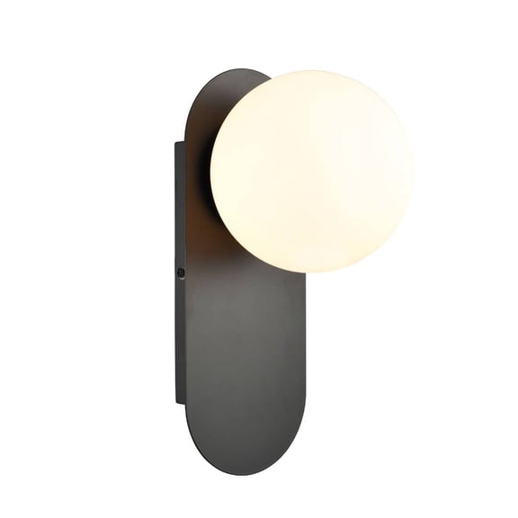 Claxy Black Wall Light Fixture with Globe Milk Glass Shade 1-Light