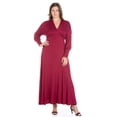 thumbnail image 2 of Plus Size V Neck Long Sleeve A Line Maxi Dress, 2 of 3