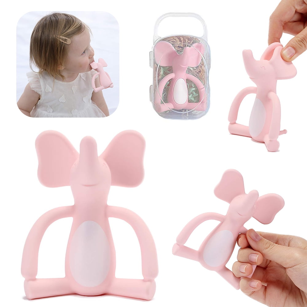Pink Infant Self Baby Teether Silicone Big Sized Teething Toys for Toddler BPA Free Unicorn 