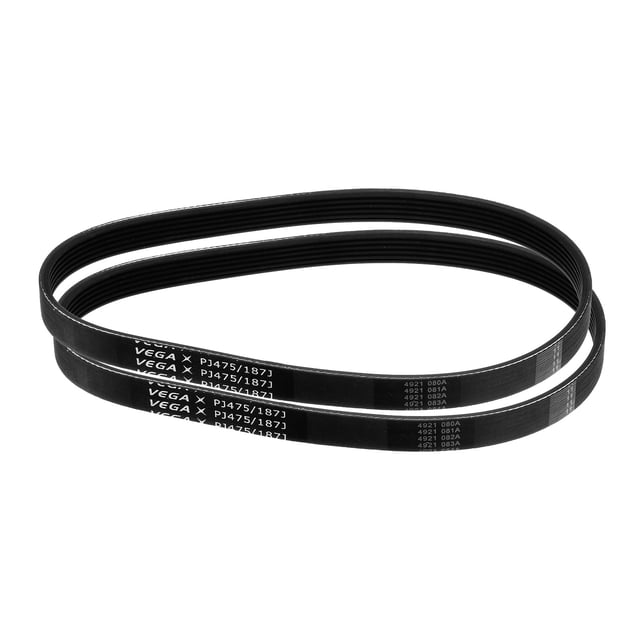 Paquete de 2 correas V estriadas 187J6 PJ de 6 estrías, longitud de 18.7" x ancho de 0.55" x altura de 0.14", correa micro V de goma EPDM