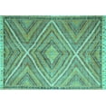 thumbnail image 1 of Ahgly Company Machine Washable Indoor Rectangle Southwestern Turquoise Blue Country Area Rugs, 7' x 9', 1 of 4