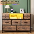 thumbnail image 6 of GIKPAL 9 Drawer Dresser, Dressers for Bedroom TV Stand with Power Outlets LED Lights, Fabric Dresser Chest of Drawers for up to 50" TV, Brown, 6 of 7