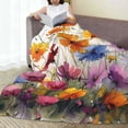 thumbnail image 6 of Pofeuu Colorful Wildflower Meadow Print Ultra-Soft Micro Fleece Blanket,for Bed Or Sofa,All Season Throw Blankets Flannel Blanket-50"x40", 6 of 7