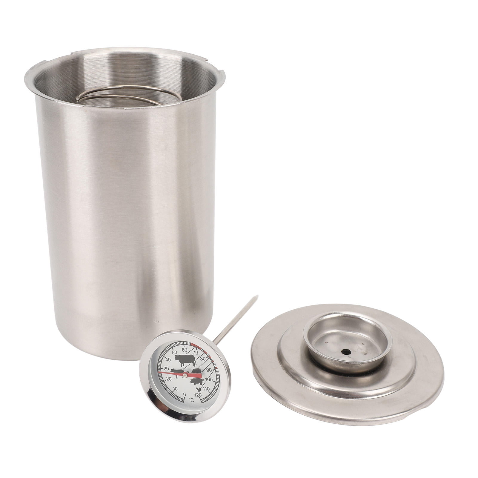 YAHHU Stainless Steel Steamed Meat Bucket & Bacon Pressure Cooker, Meat Press Maker with Thermometer (7.87 in / 20 cm)