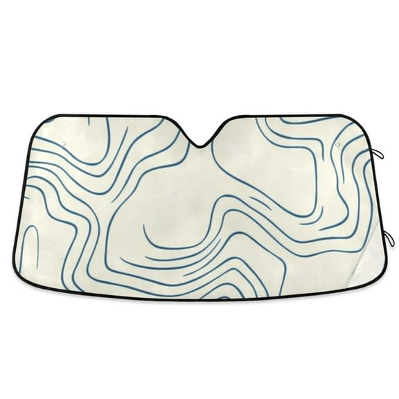 Topographic Map Blue Lines Car Windshield Sun Shade Reflector Sunshade Foldable for Front Keeps Vehicle Cool