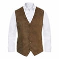 thumbnail image 4 of LODIENY Mens 5 Button Faux Suede Vest with Pockets Retro Regular Fit Casual Waistcoat for Prom Husband Gift Daily Wear Coffee XL, 4 of 5