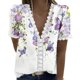 thumbnail image 1 of ICHUANYI Clearance Women Fashion Summer Sexy Fold Printed Regular Women Short Sleeves V Neck Button(Purple, XL) ICHUANYI WER2023080803002, 1 of 4