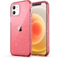 thumbnail image 1 of HSHDLDF Compatible avec iPhone 12 Case Clear Glitter, iPhone 12 Pro Étui Sparkle Bling Soft TPU Women Girls Shockproof Protective Phone Case Designed for iPhone 12 & iPhone 12 Pro 6.1 Pouces, Red, 1 of 7