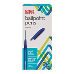 Fiber Barrel Home Depot Office Depot Tinted Ballpoint Stick Pens, Medium Point, 1.0 mm, Blue Barrel, Blue Ink, Pack Of 12, 18005 ()