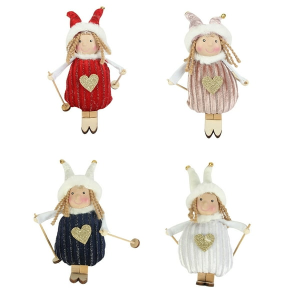 4pcs Noël Thème Suspendu Ornements Mini Poupées Pendentif Cadeau de Vacances Chic
