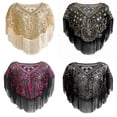 thumbnail image 2 of Blusa de fiesta con hojas bordadas y malla festoneada brillante con lentejuelas para mujer de los años 20, 2 of 3
