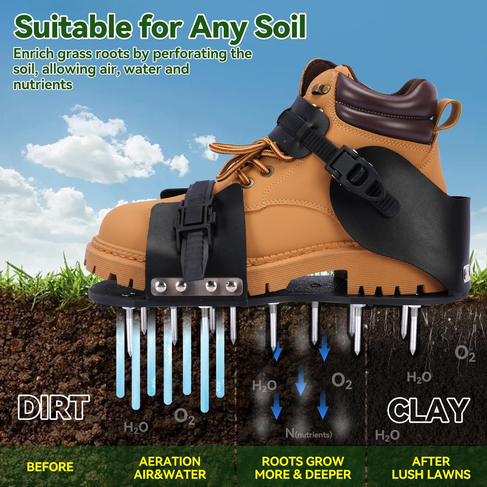 Lawn Aerator Shoes For Grass Aeration Spike Aerating (buckle)
