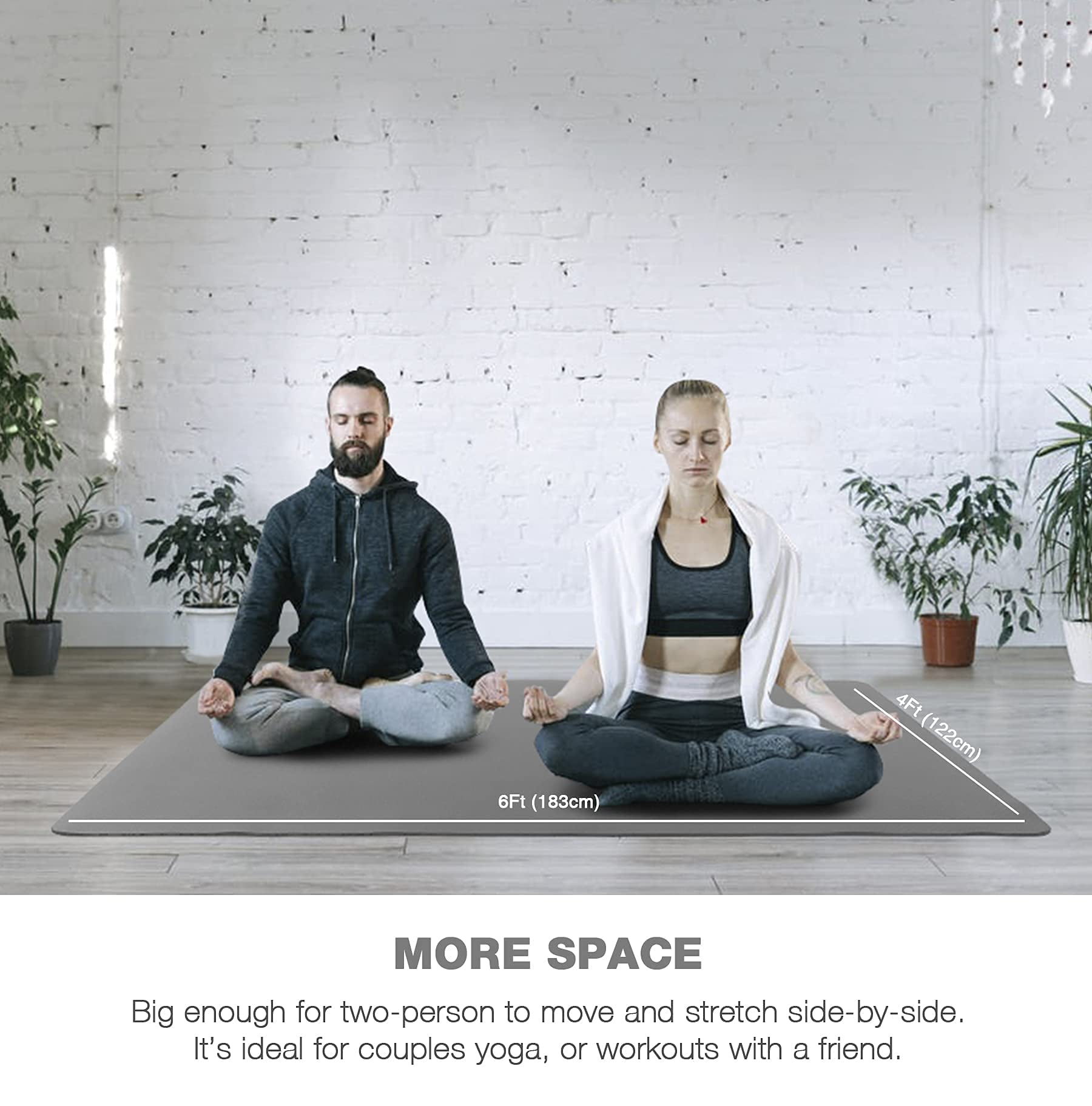 UMINEUX Large Yoga Mat for Men and Women 1/4 Inch Extra Thick TPE Fitness Mat for Home Gym Workout, Non-Slip