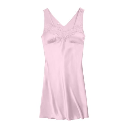TOWED22 Nightgowns For Women  Women s Lingerie Lace Plus Size Sleepwear Nightwear Mesh Chemise Pink