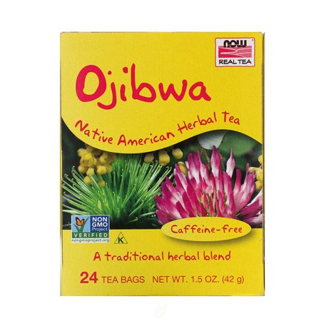 (2 Pack) Now Foods - Real Tea  Ojibwa  Caffeine-Free  24 Tea Bags  1.5 oz (42 g)