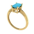 thumbnail image 2 of 1 ctw Solitaire Anniversary Ring for Women | Radiant Cut Simulated Turquoise | Hyperallergenic Solid 14K Yellow Gold, 2 of 5